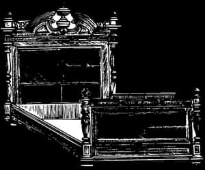 Antique Style Bed Illustration PNG with transparent background