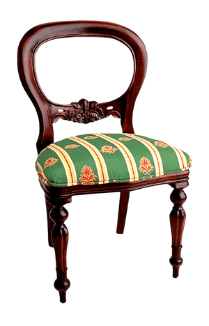 Antique Style Wooden Chairwith Upholstered Seat PNG image with transparent background