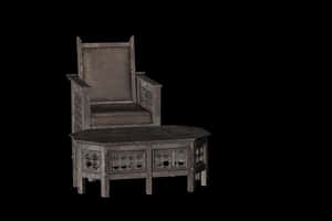 Antique Wooden Chairand Desk Set PNG with transparent background