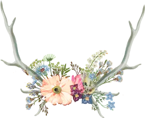 Antler Floral Arrangement Art PNG Image