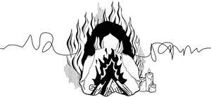 Anxiety Flame Head Illustration PNG