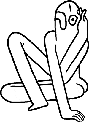 Anxiety Stricken Figure Line Art PNG