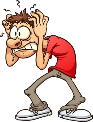 Anxious Cartoon Character PNG Image