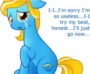 Apologizing Blue Pony Meme PNG Image