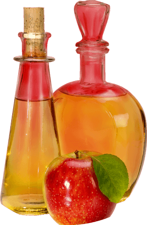Apple Cider Vinegar Bottleswith Fresh Apple PNG image with transparent background