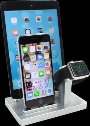 Apple Deviceson Dock Station PNG image with transparent background