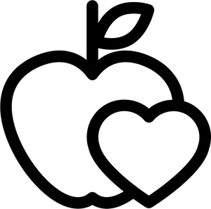 Apple Heart Outline Graphic PNG Image