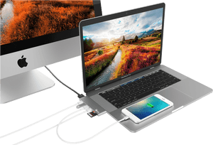 Apple Mac Book Prowithi Phoneandi Mac Setup PNG image with transparent background