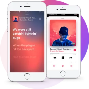 Apple Music Summer Friends Song Display PNG Image