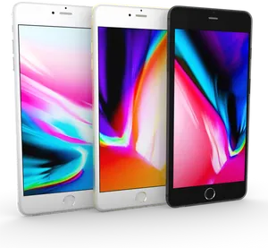 Applei Phones Colorful Display Trio PNG Image