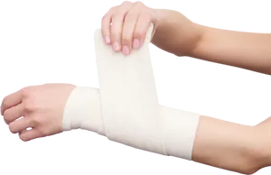 Applying Elastic Bandageon Arm PNG Image