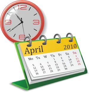 April Calendar Clock Clipart2010 PNG Image