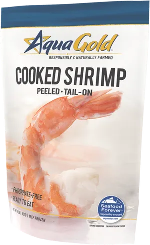 Aqua Gold Cooked Shrimp Package PNG Image