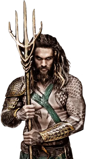 Aquaman Holding Trident PNG Image