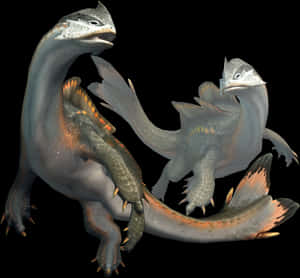 Aquatic Dragon Creatures Digital Art PNG image with transparent background