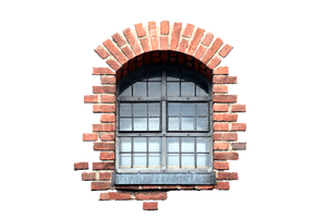 Arched Brick Window Isolated PNG image with transparent background
