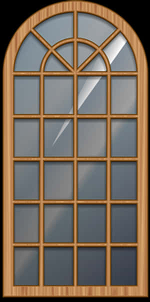 Arched Wooden Window Design PNG image with transparent background