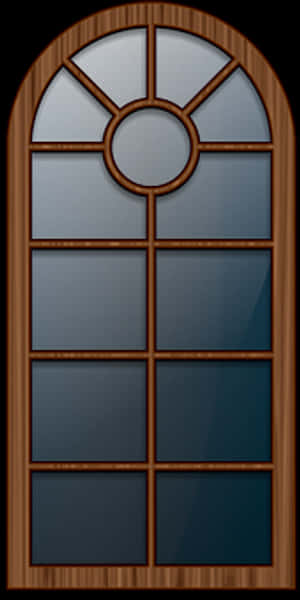 Arched Wooden Window Design PNG image with transparent background