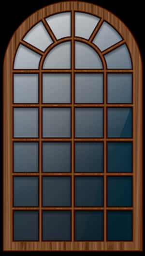 Arched Wooden Window Design PNG image with transparent background
