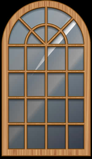 Arched Wooden Window Design PNG image with transparent background