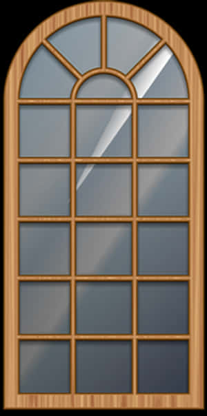 Arched Wooden Window Design PNG image with transparent background