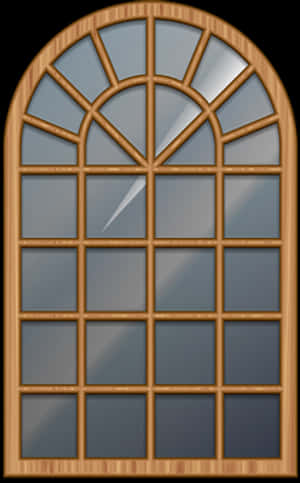 Arched Wooden Window Design PNG image with transparent background