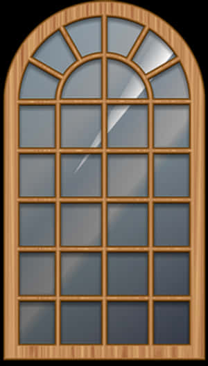 Arched Wooden Window Design PNG image with transparent background