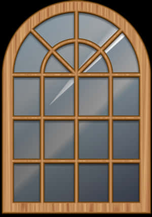 Arched Wooden Window Design PNG image with transparent background
