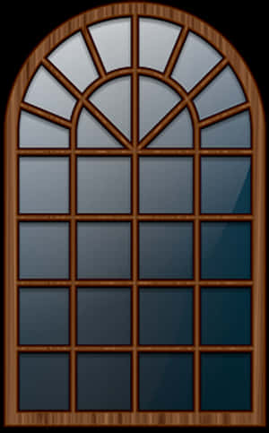 Arched Wooden Window Design PNG image with transparent background