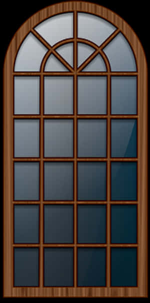 Arched Wooden Window Design PNG image with transparent background