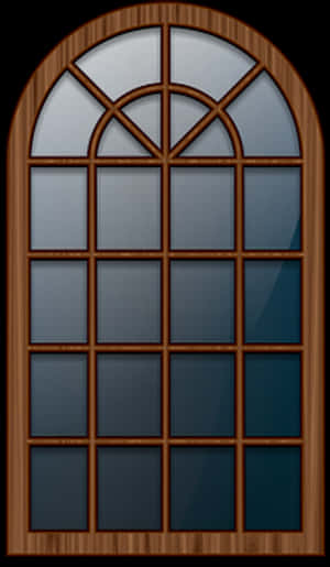 Arched Wooden Window Design PNG image with transparent background
