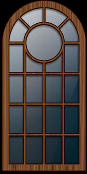 Arched Wooden Window Design PNG image with transparent background