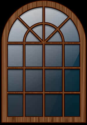 Arched Wooden Window Design PNG image with transparent background