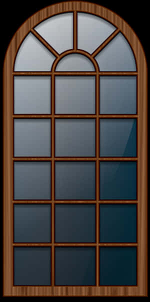 Arched Wooden Window Design PNG image with transparent background