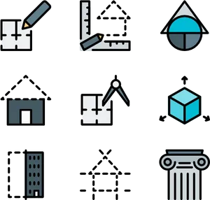 Architectural Design Icons Set PNG Image