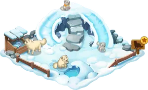 Arctic Animals Illustration PNG Image