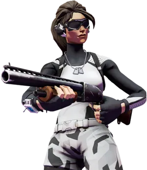 Arctic Avenger Character Holding Shotgun PNG Image