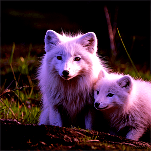 Arctic Fox Family Moment PNG woh PNG image with transparent background