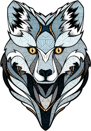 Arctic Fox Geometric Art PNG Image