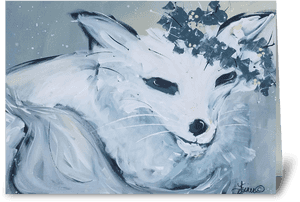 White Fox Greeting Card - Arctic Fox, HD Png Download PNG with transparent background