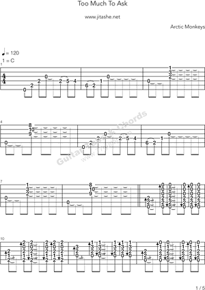 Too Much To Ask Arctic Monkeys Music Sheet, HD Png Download PNG image with transparent background