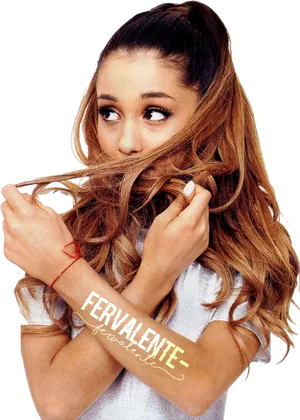 Ariana Grande Pensive Pose PNG Image