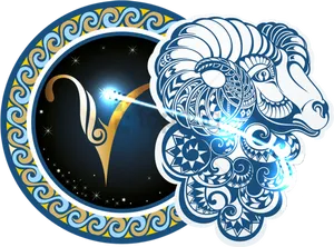 Aries Zodiac Sign Artwork PNG Image