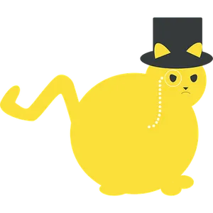 Aristocratic Yellow Cat Cartoon PNG Image