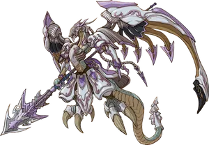 Armored Dragon Warrior Artwork PNG Image