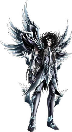 Armored Winged Anime Character PNG Image