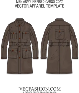 Army Inspired Cargo Coat Vector Template PNG Image