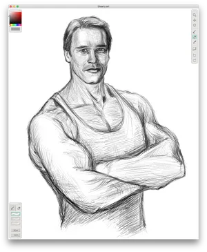 Arnold Schwarzenegger Sketch Artwork PNG Image