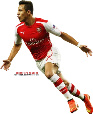 Arsenal Player Action Pose PNG Image