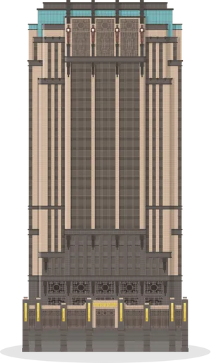 Art Deco Skyscraper Facade PNG Image